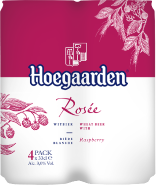 Hoegaarden Rosée bier set van 4 blikjes á 0,33 liter Hoegaarden Rosée bier set van 4 blikjes á 0,33 liter